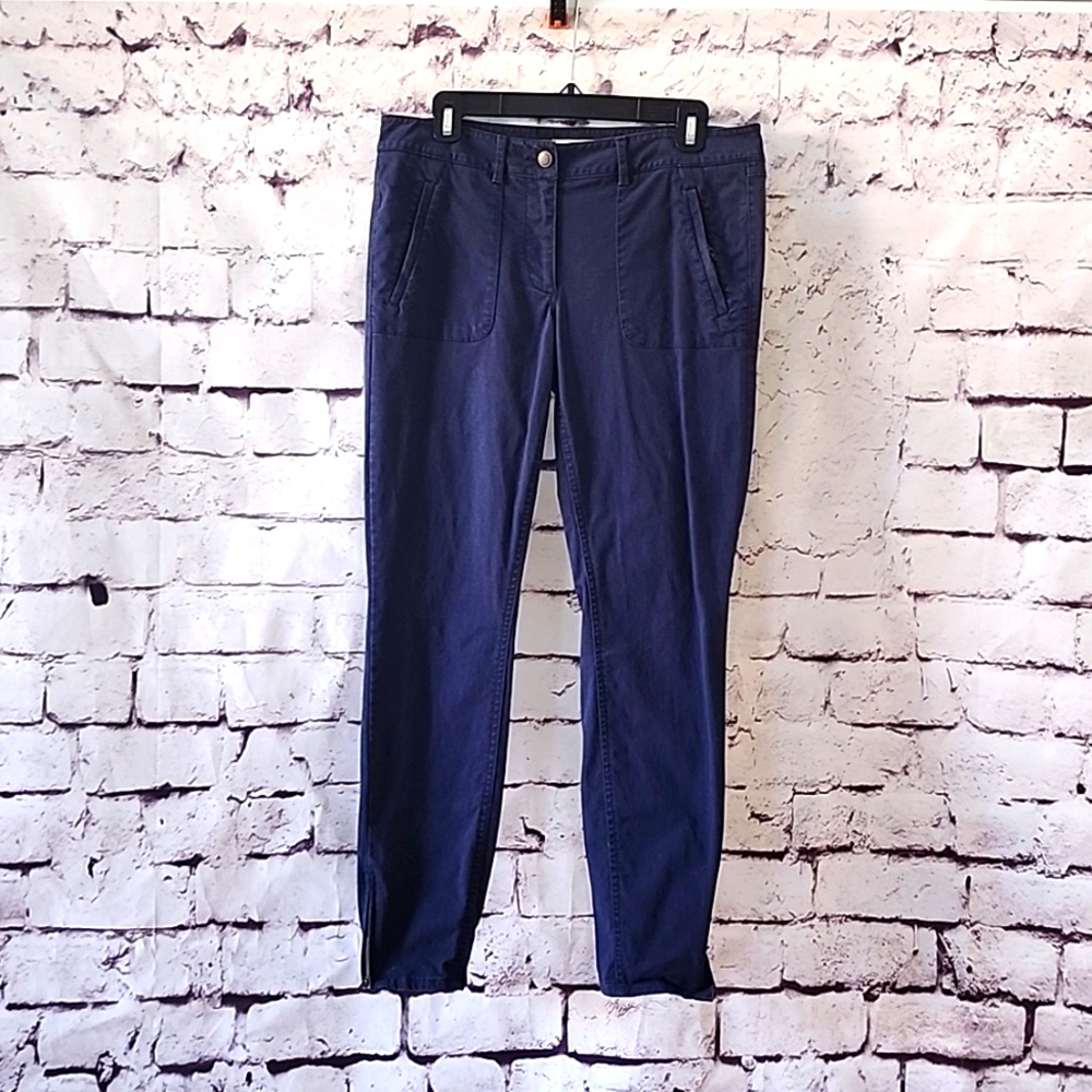LOFT Blue Ankle Zip Pants Womens Size 8 Mid Rise Skinny Casual Career